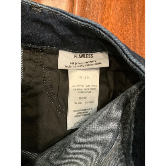 Joe’s Jeans Dark Wash "Flawless Hi (rise) Honey Skinny Ankle" Blue Jeans, Sz 26 - Picture 6 of 6